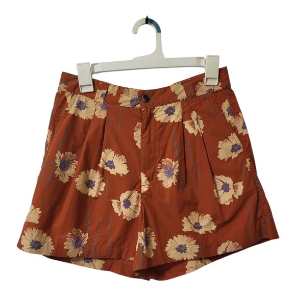 Obey Women's Marino High Waist Pleated Shorts Rust Floral Size 27 New - Picture 1 of 4